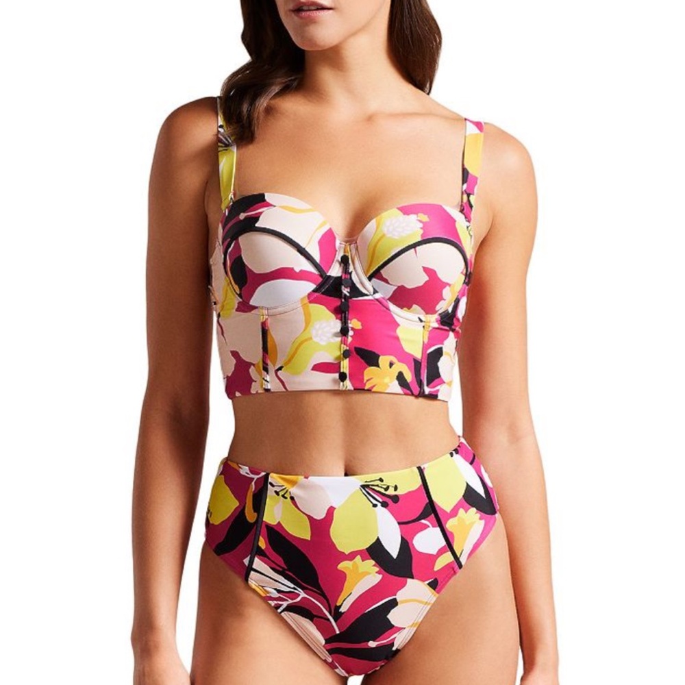Ted Baker Margieh top, Marthya high waisted bottom floral swim  *nwt* UK 2 US 6